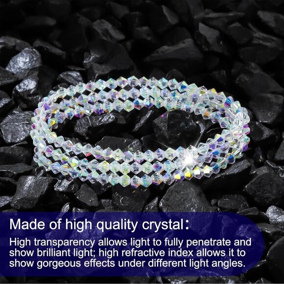 Austrian Crystal Stackable Bracelets Set for Women, 3 Pcs, 7-Inch - Picture 2 of 6